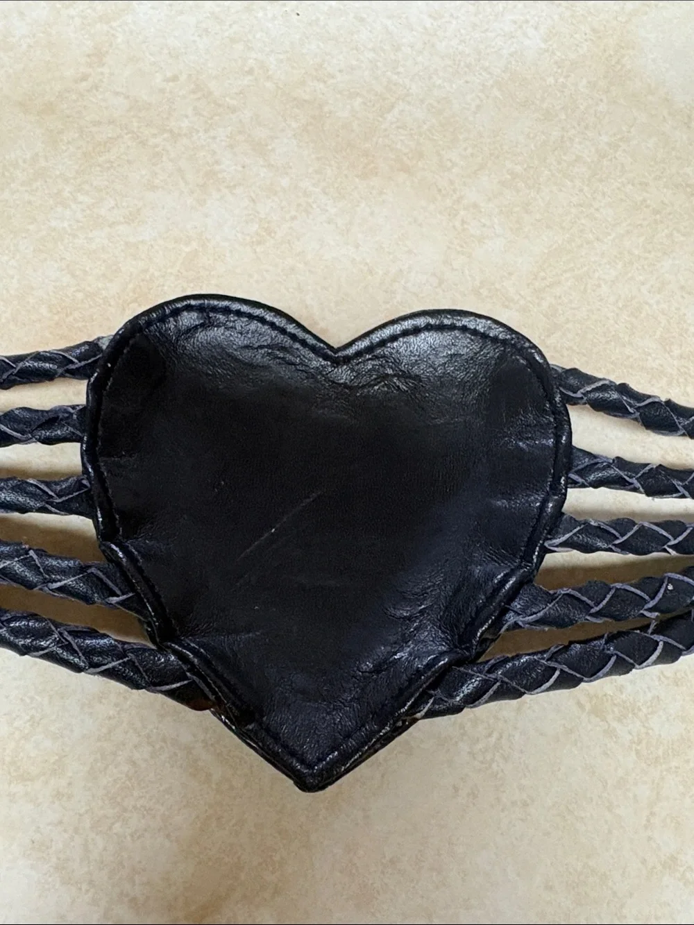 Blue Braided Women's Belt with Heart Buckle